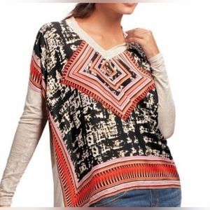 CAbi Silk Aztec Print Scarf Blouse Style #768 V Neck Size Small